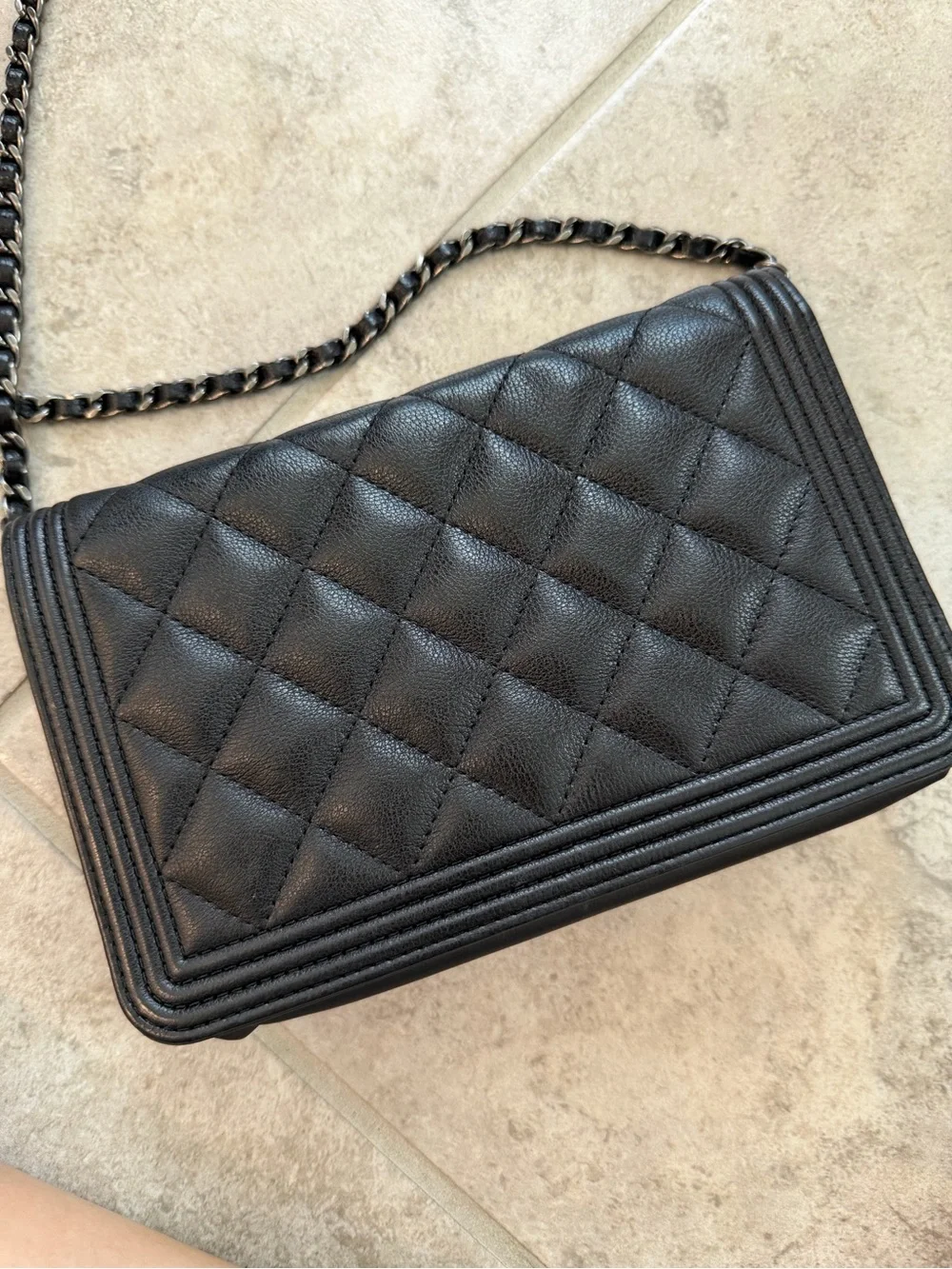 CHANEL Black Quilted Boy WOC